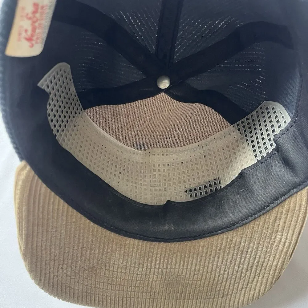 Vintage New Era NFL Dallas Cowboys Corduroy Snapback Black Tan Hat Made in USA